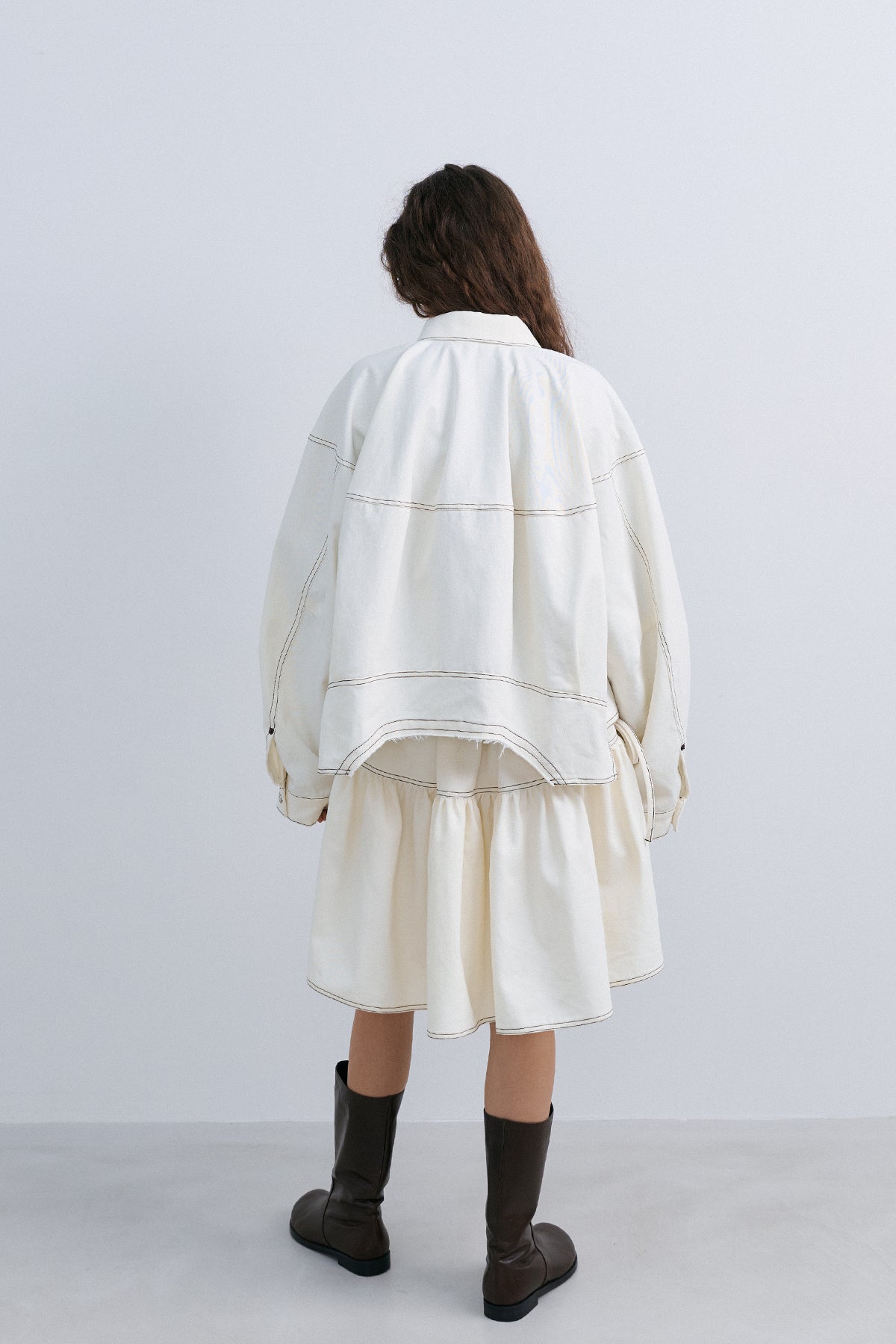 PUFFY CROP JACKET - IVORY