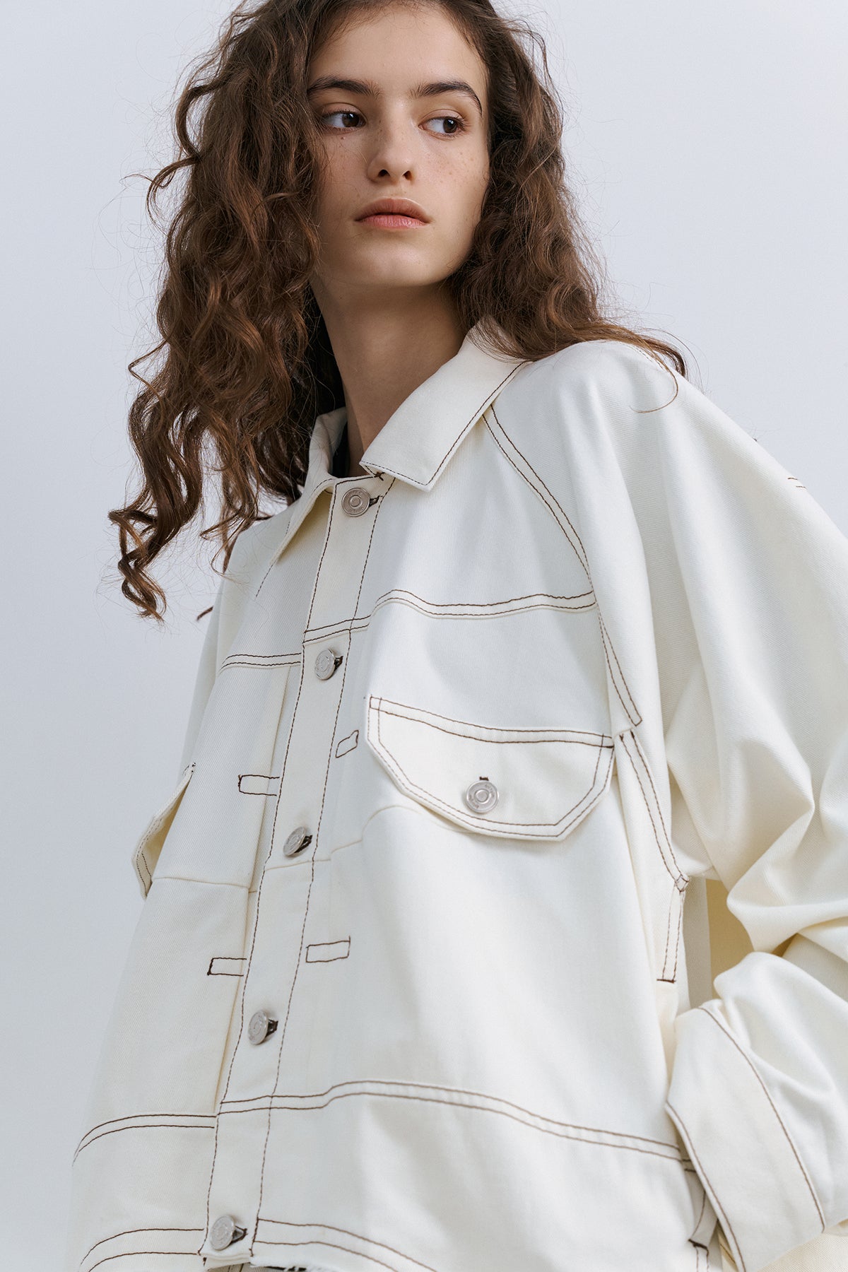 PUFFY CROP JACKET - IVORY