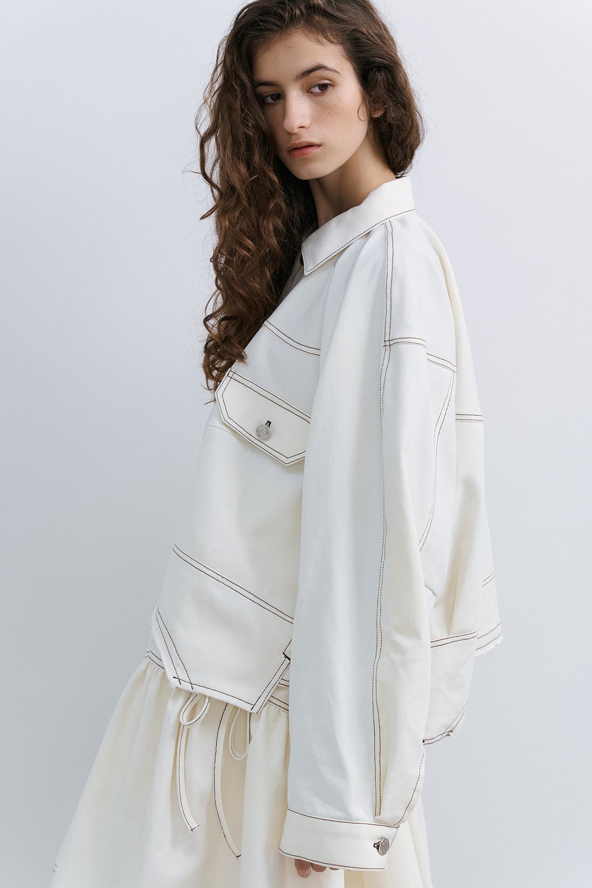 PUFFY CROP JACKET - IVORY