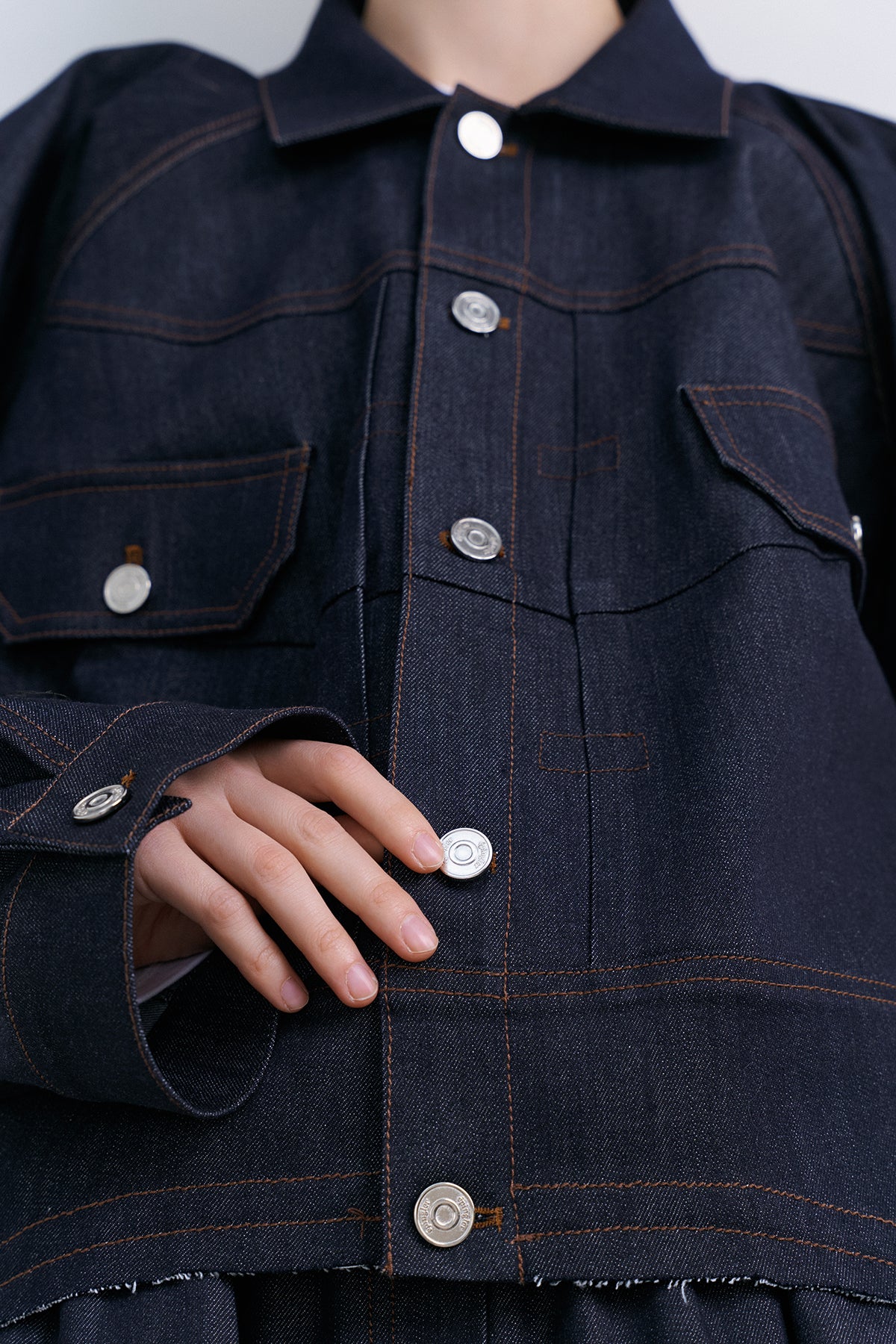 PUFFY CROP JACKET - DENIM NAVY