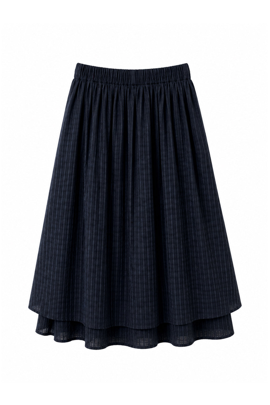 RIBBON SHIRRING SKIRT - NAVY
