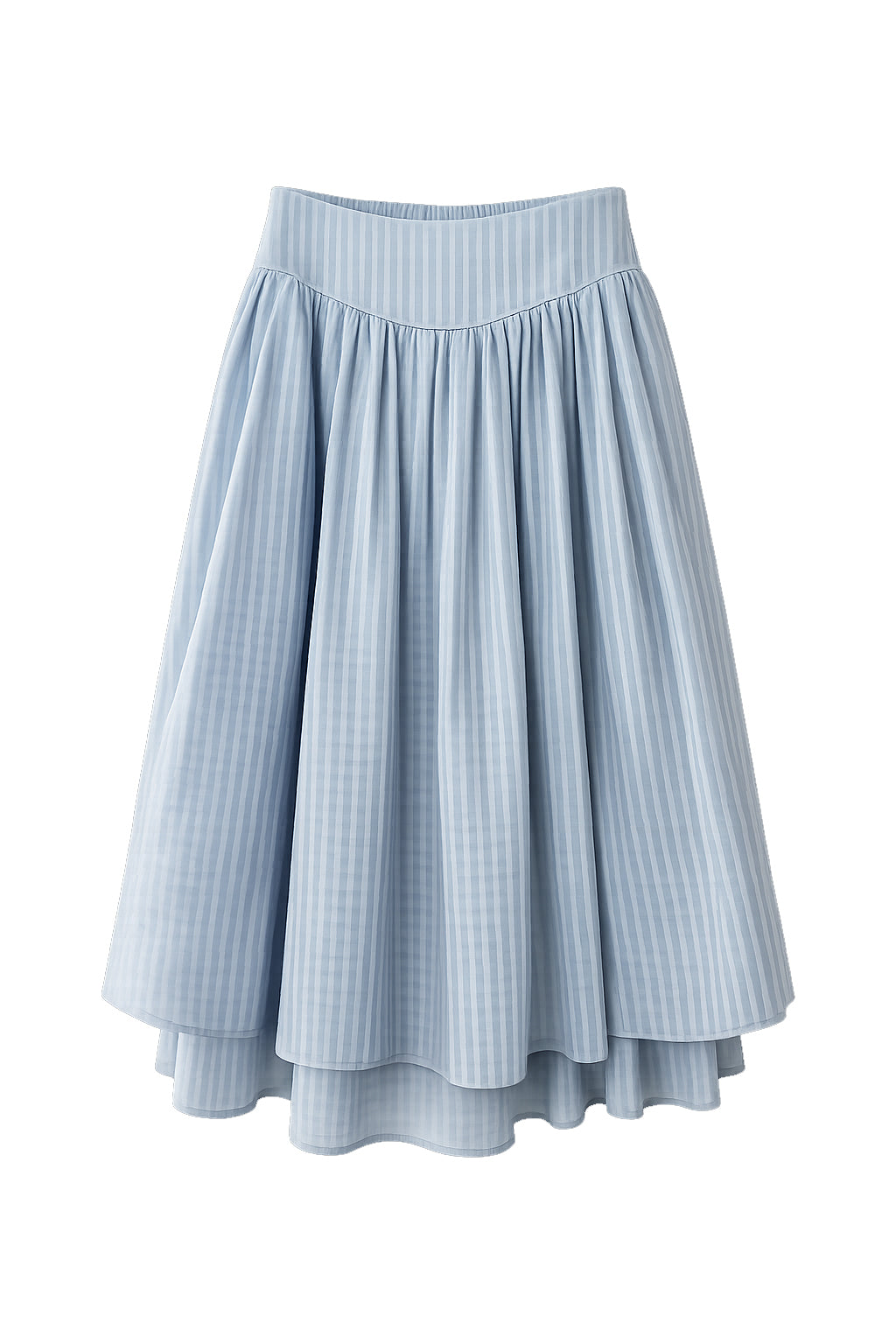 RIBBON SHIRRING SKIRT - SKY BLUE
