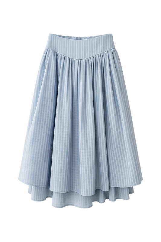 RIBBON SHIRRING SKIRT - SKY BLUE