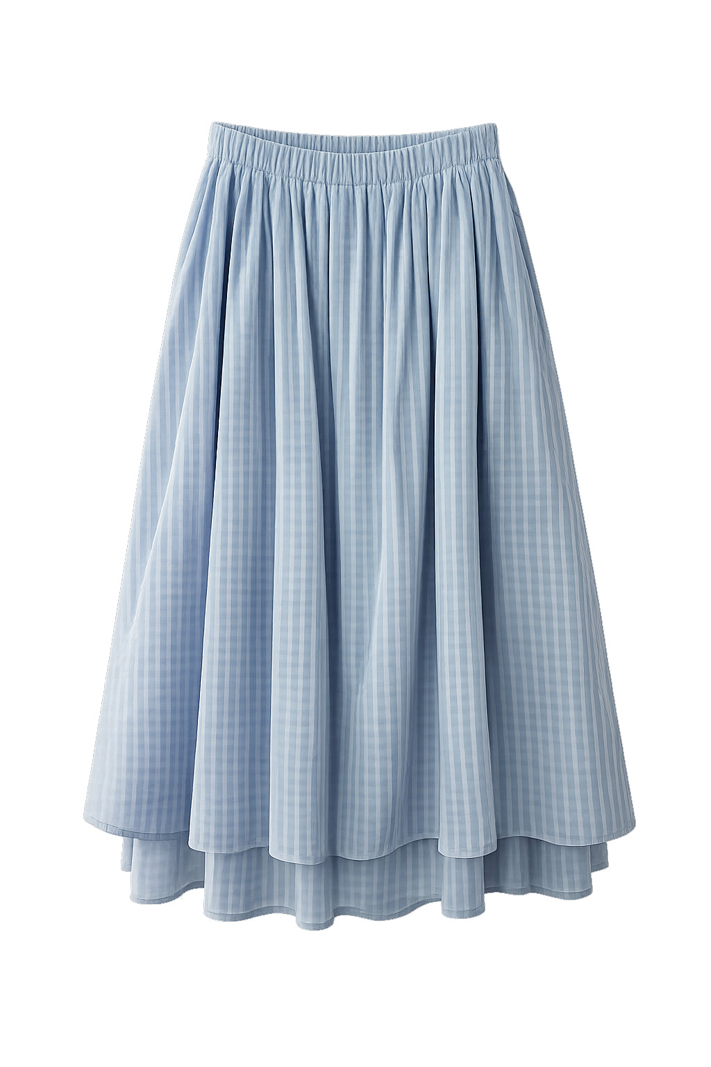 RIBBON SHIRRING SKIRT - SKY BLUE
