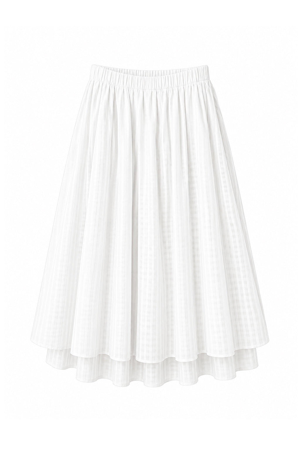RIBBON SHIRRING SKIRT - WHITE