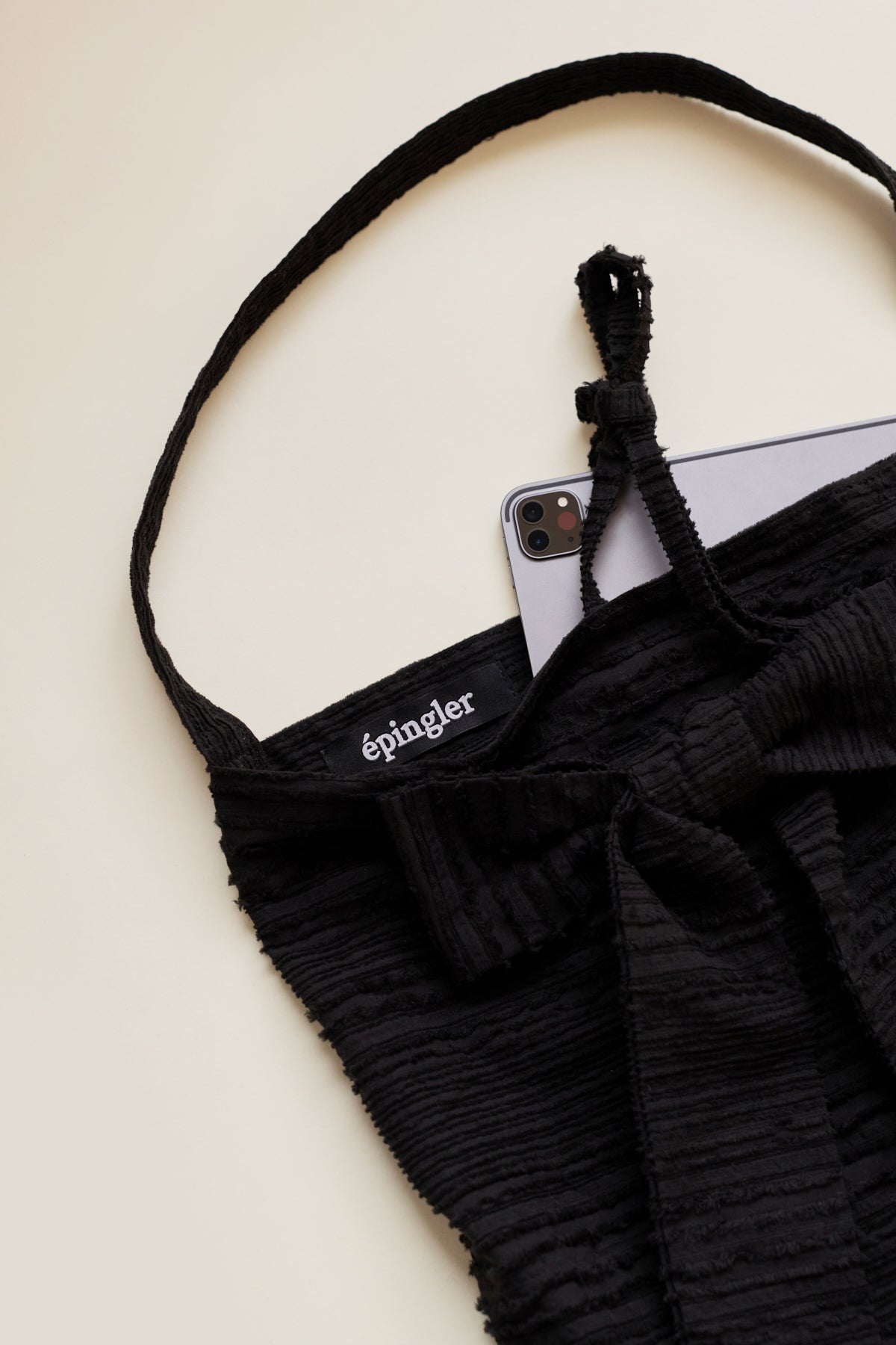 ORIGAMI RIBBON SHOPPER BAG - BLACK