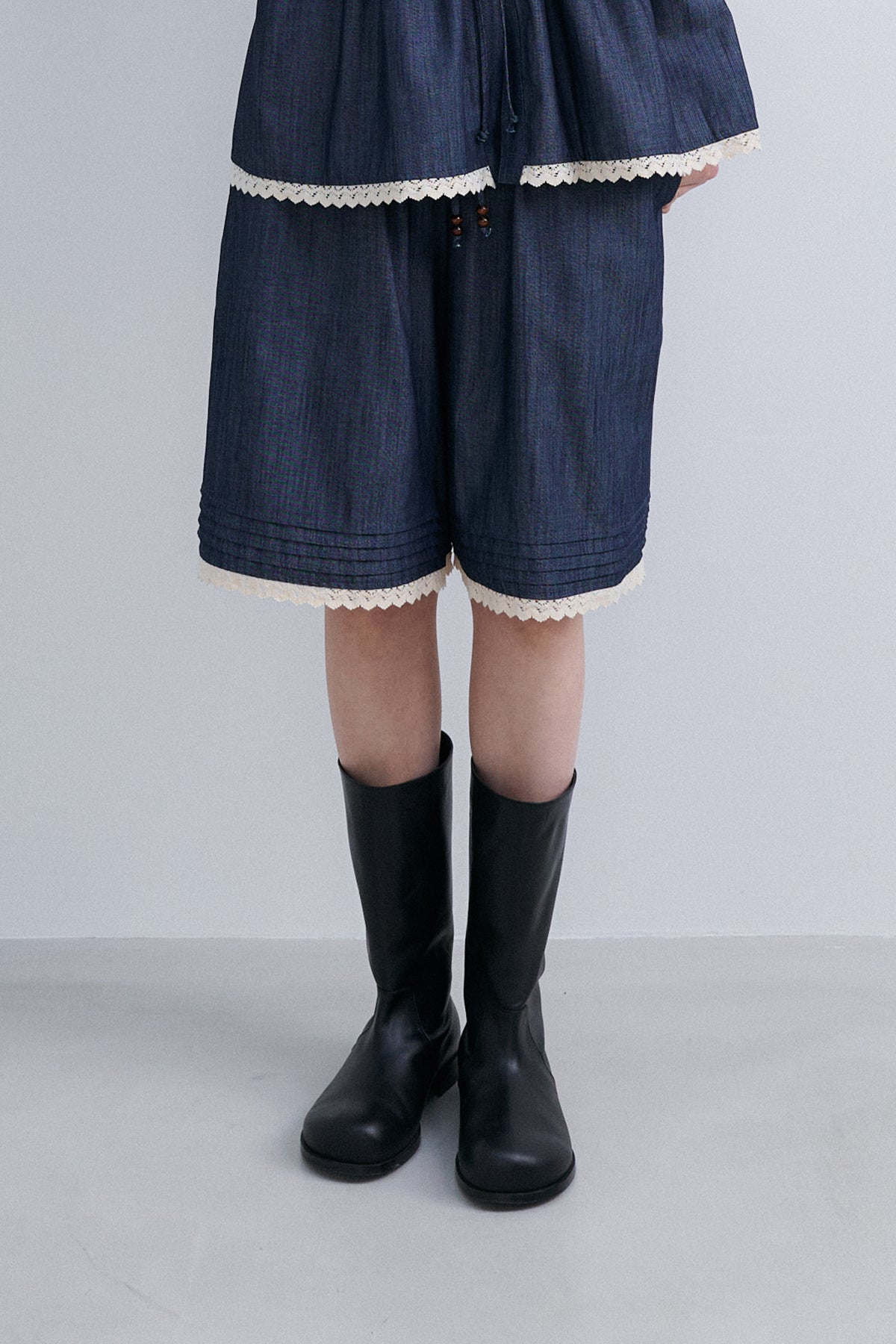 LACED HALF PT - DENIM