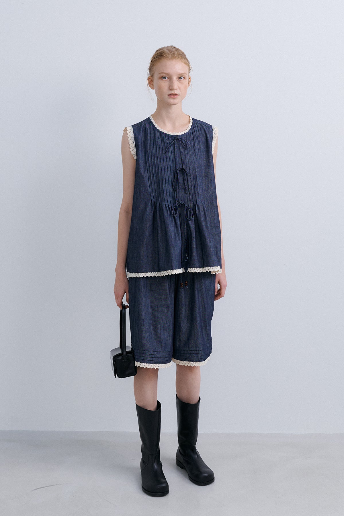 LACED HALF PT - DENIM