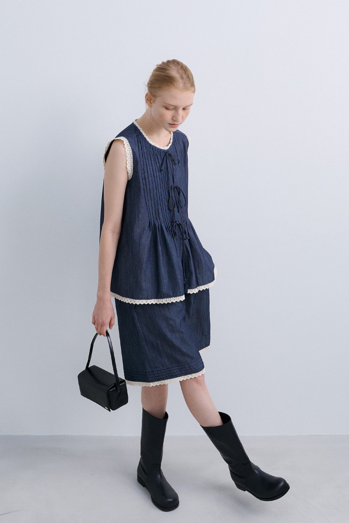 LACED HALF PT - DENIM