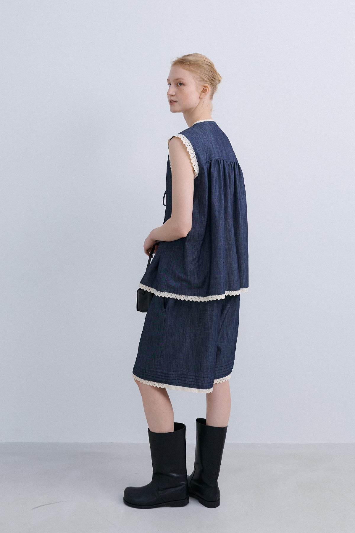 LACED HALF PT - DENIM