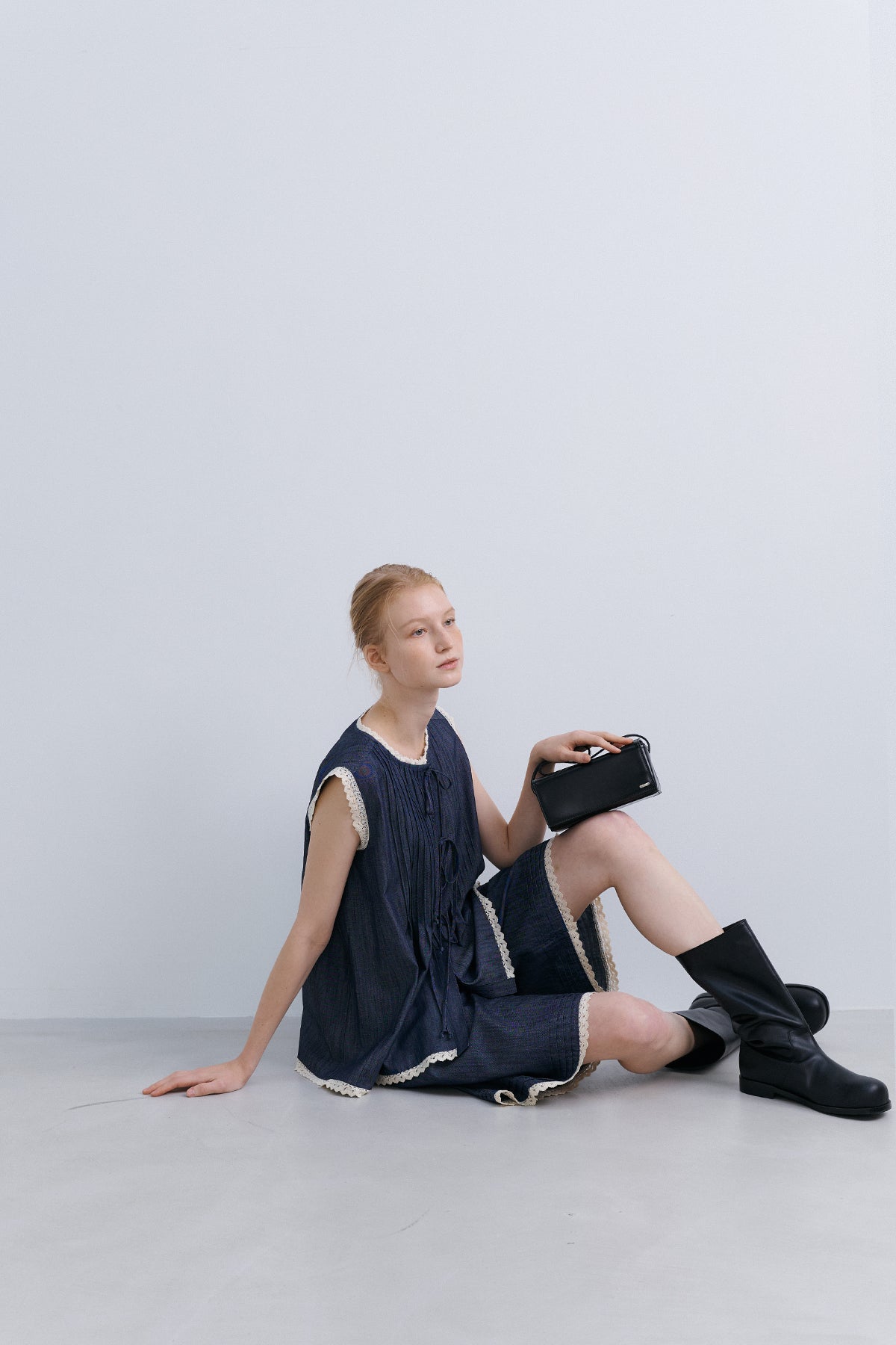 LACED HALF PT - DENIM