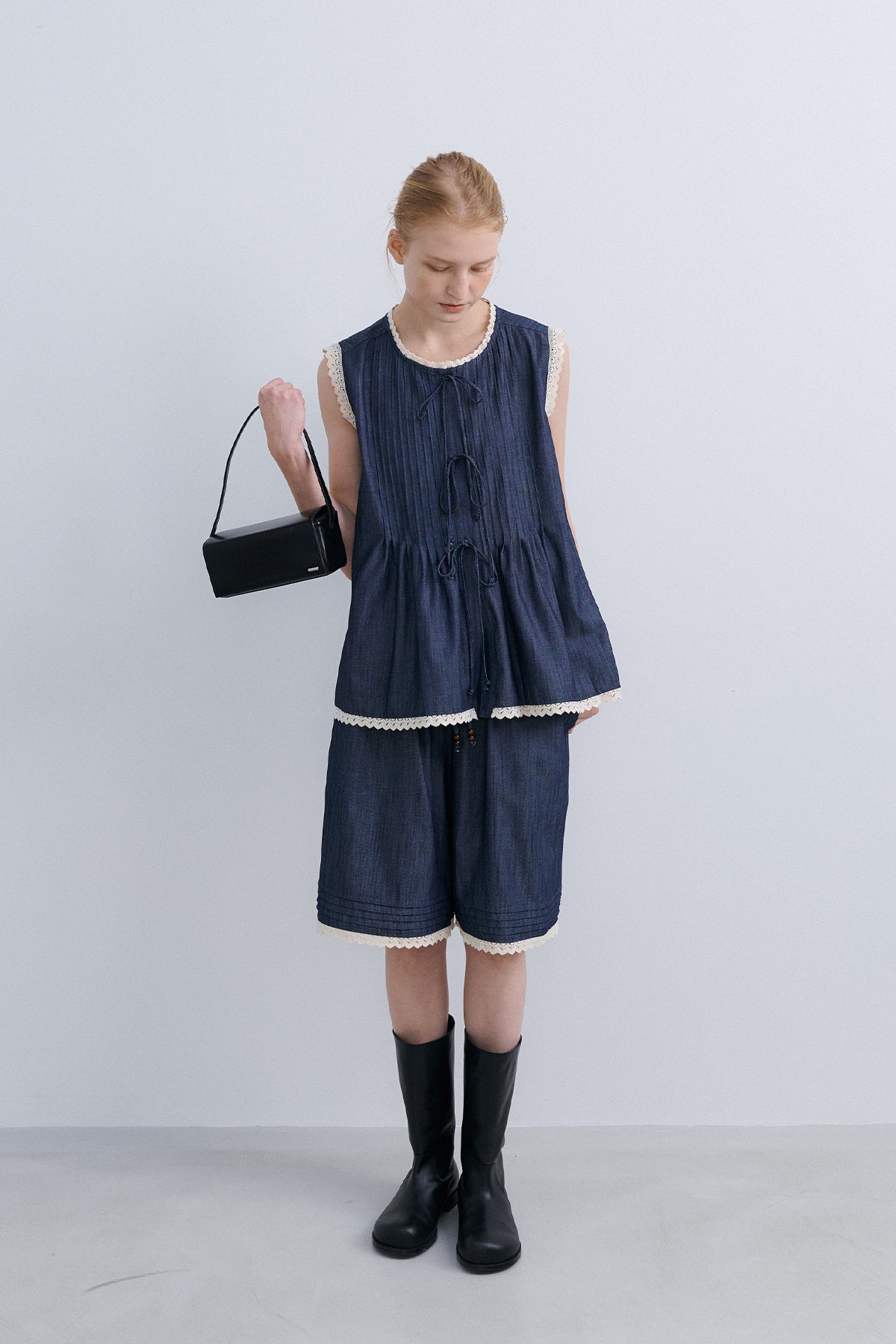 LACED GILET - DENIM