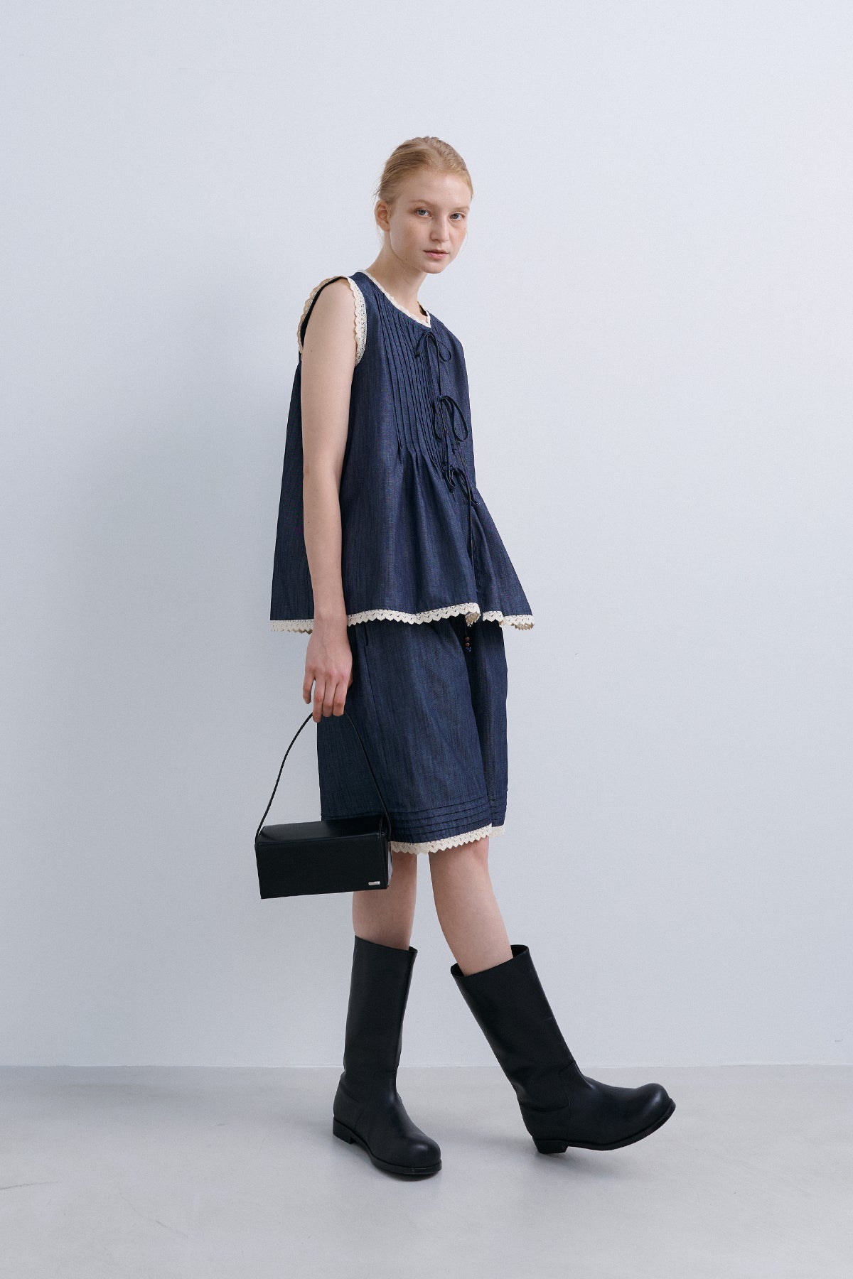 LACED GILET - DENIM