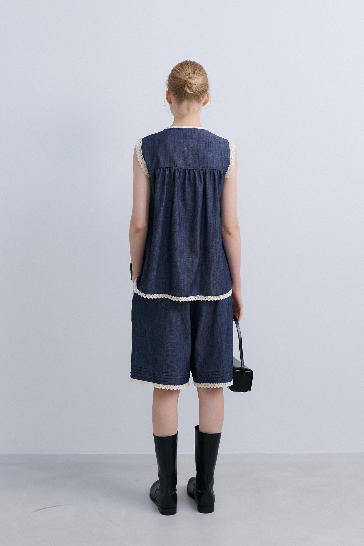 LACED GILET - DENIM