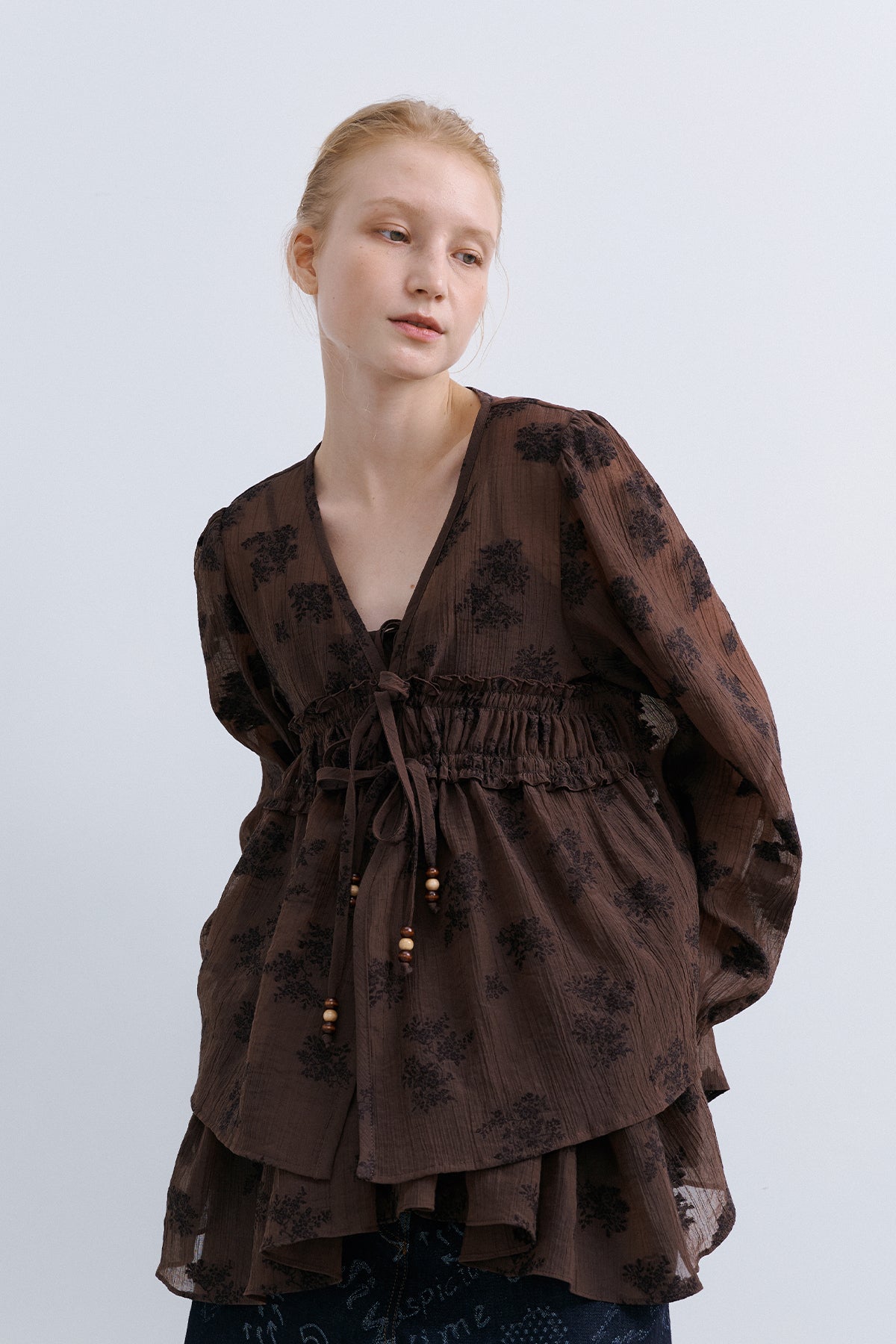 LEAF CARDIGAN - BROWN