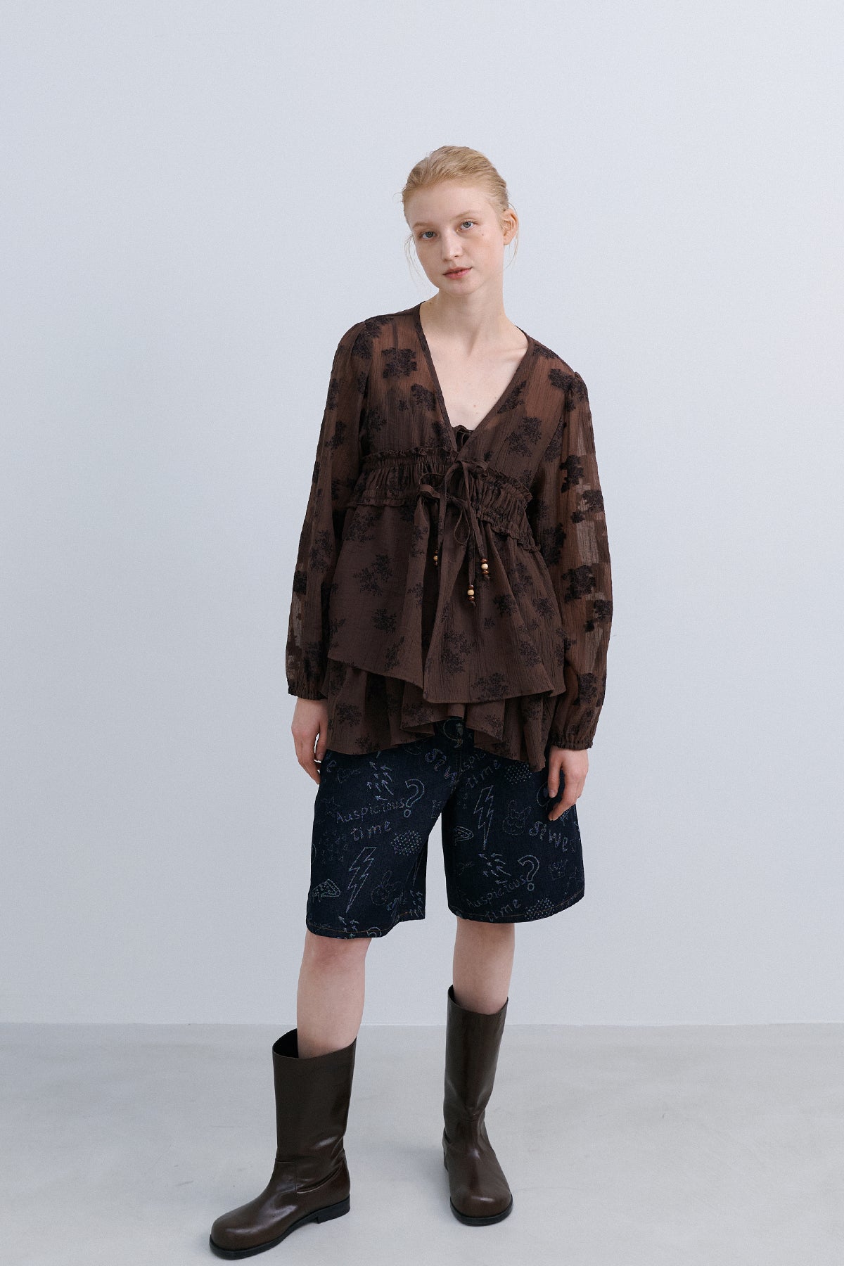LEAF CARDIGAN - BROWN