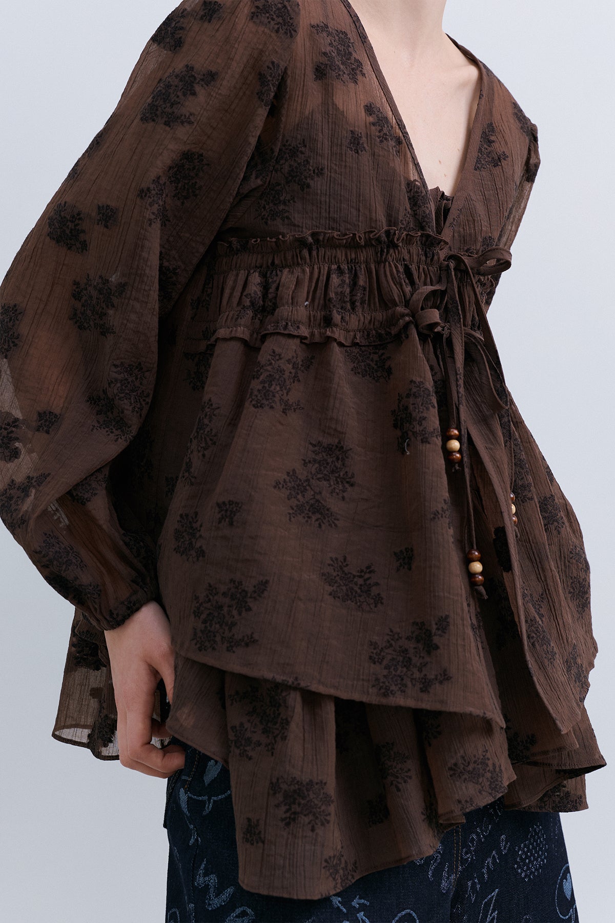 LEAF CARDIGAN - BROWN