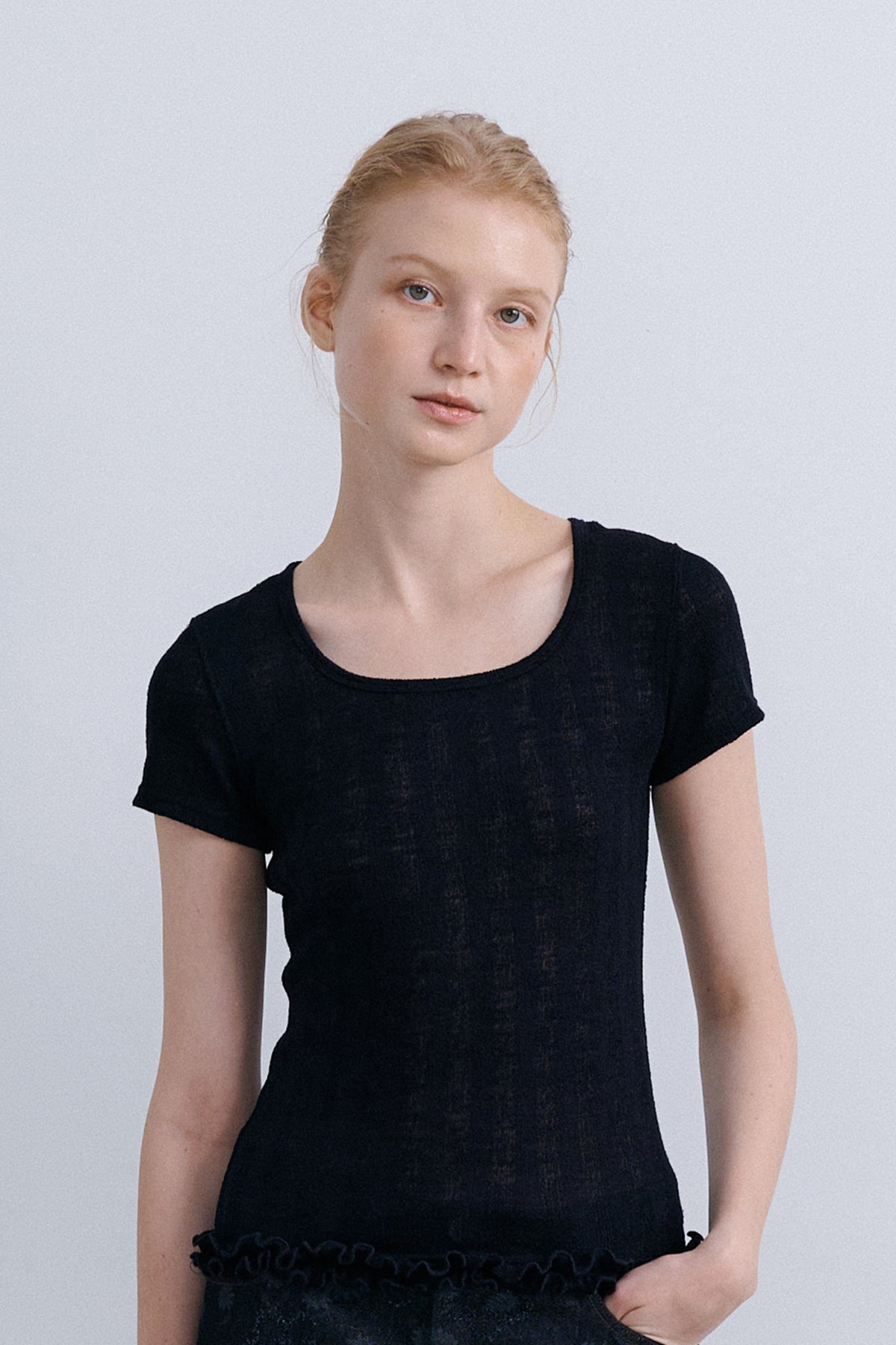 'TAKISADA' WOOL SHORT SLEEVE T - NAVY
