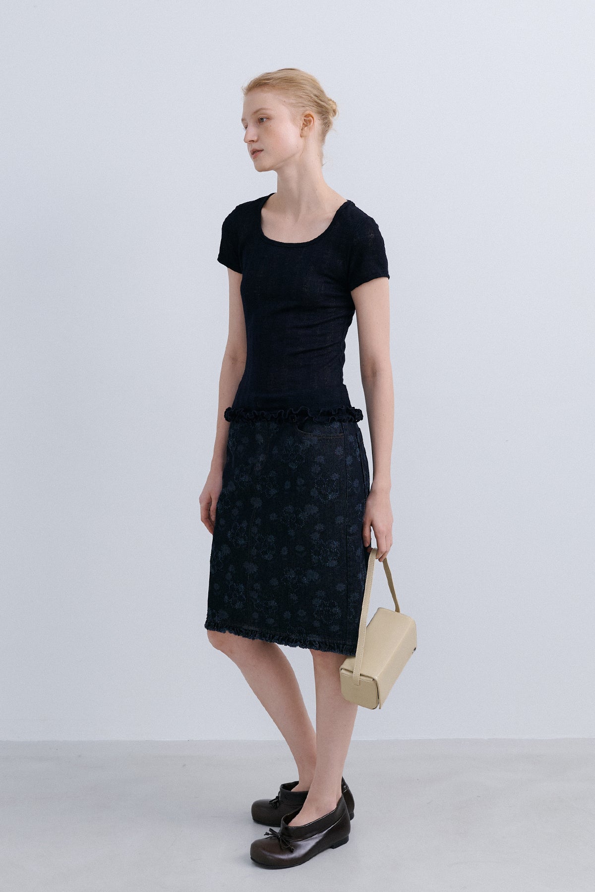 'TAKISADA' WOOL SHORT SLEEVE T - NAVY