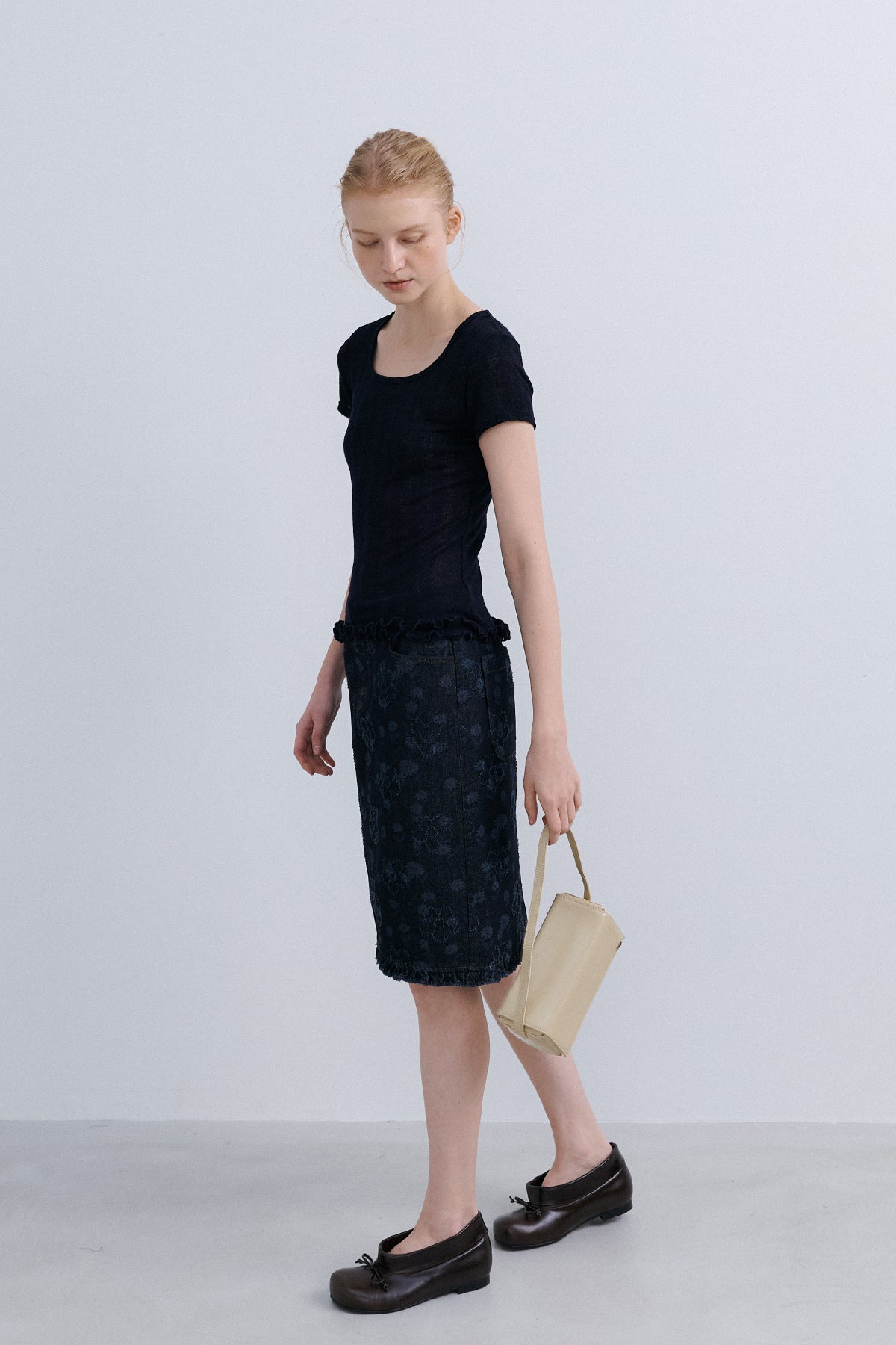 'TAKISADA' WOOL SHORT SLEEVE T - NAVY