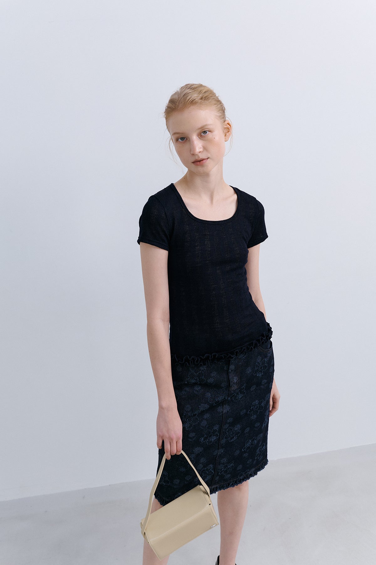 'TAKISADA' WOOL SHORT SLEEVE T - NAVY