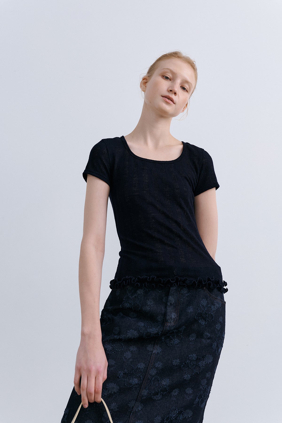 'TAKISADA' WOOL SHORT SLEEVE T - NAVY