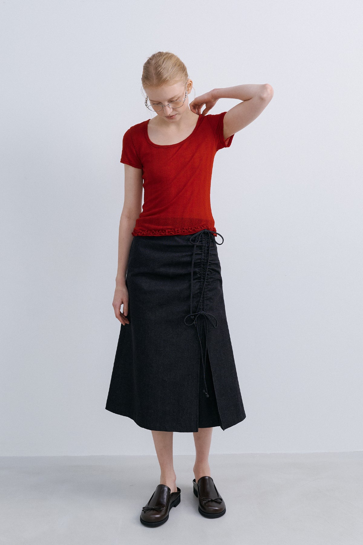 'TAKISADA' WOOL SHORT SLEEVE T - RED