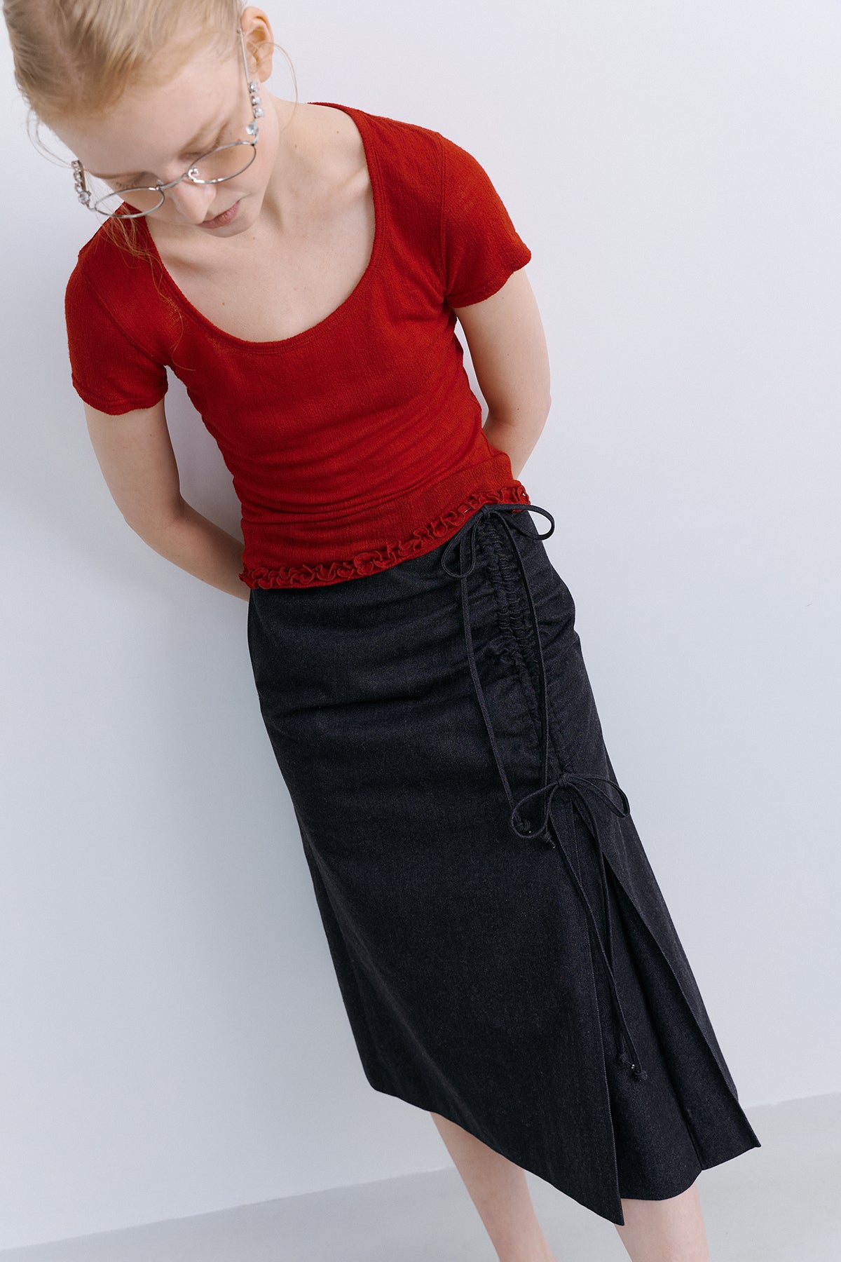 'TAKISADA' WOOL SHORT SLEEVE T - RED