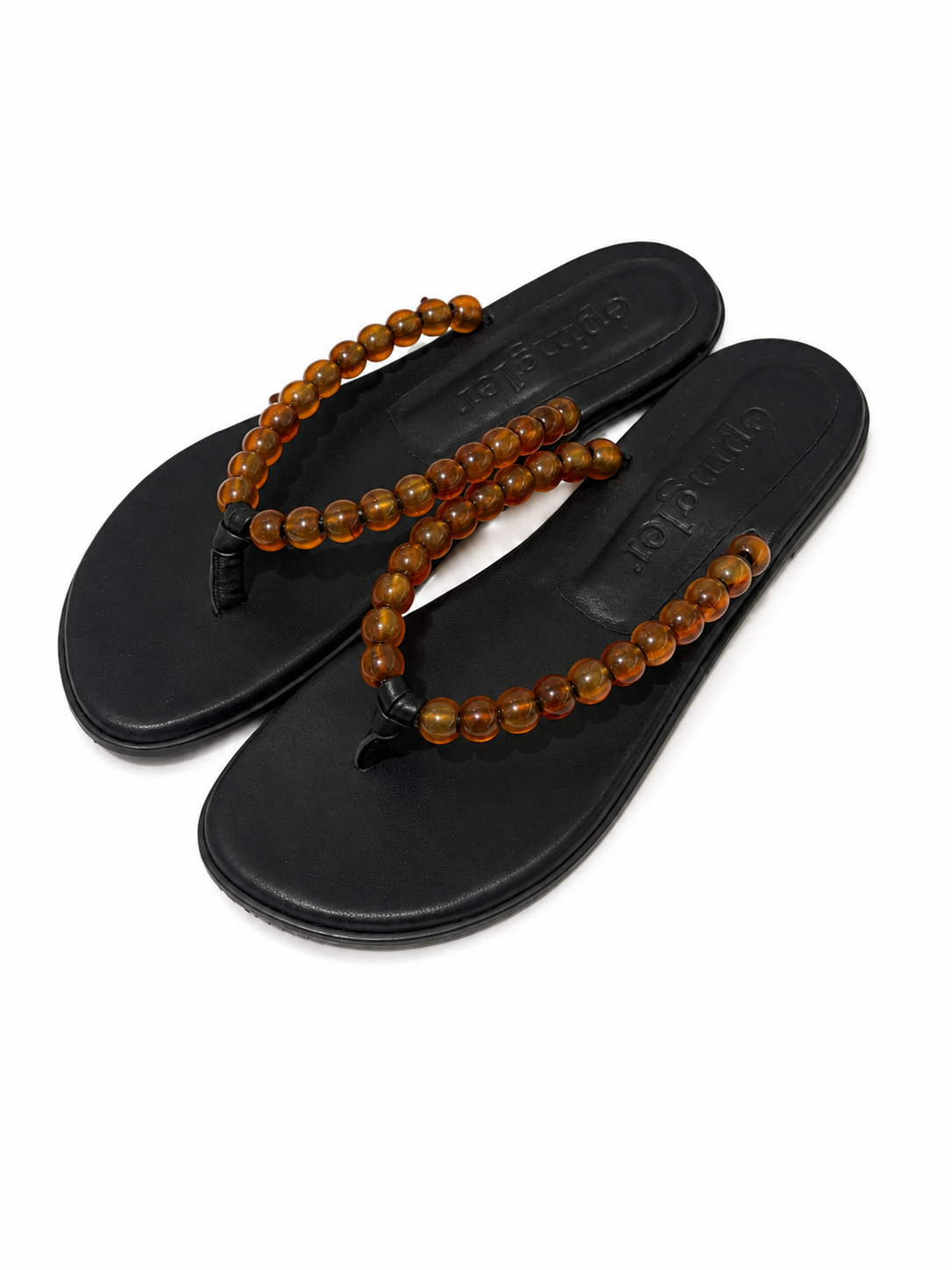 BEADS FLIP FLOP - BLACK / AMBER