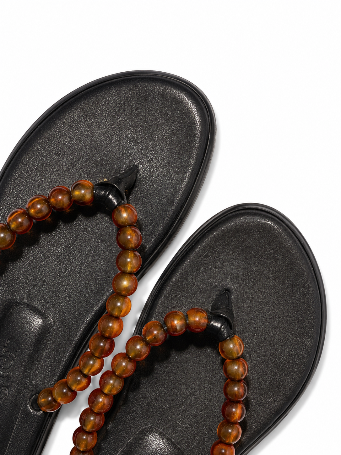 BEADS FLIP FLOP - BLACK / AMBER