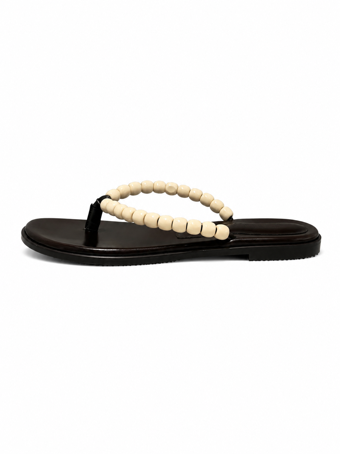 BEADS FLIP FLOP - BROWN / CREAM