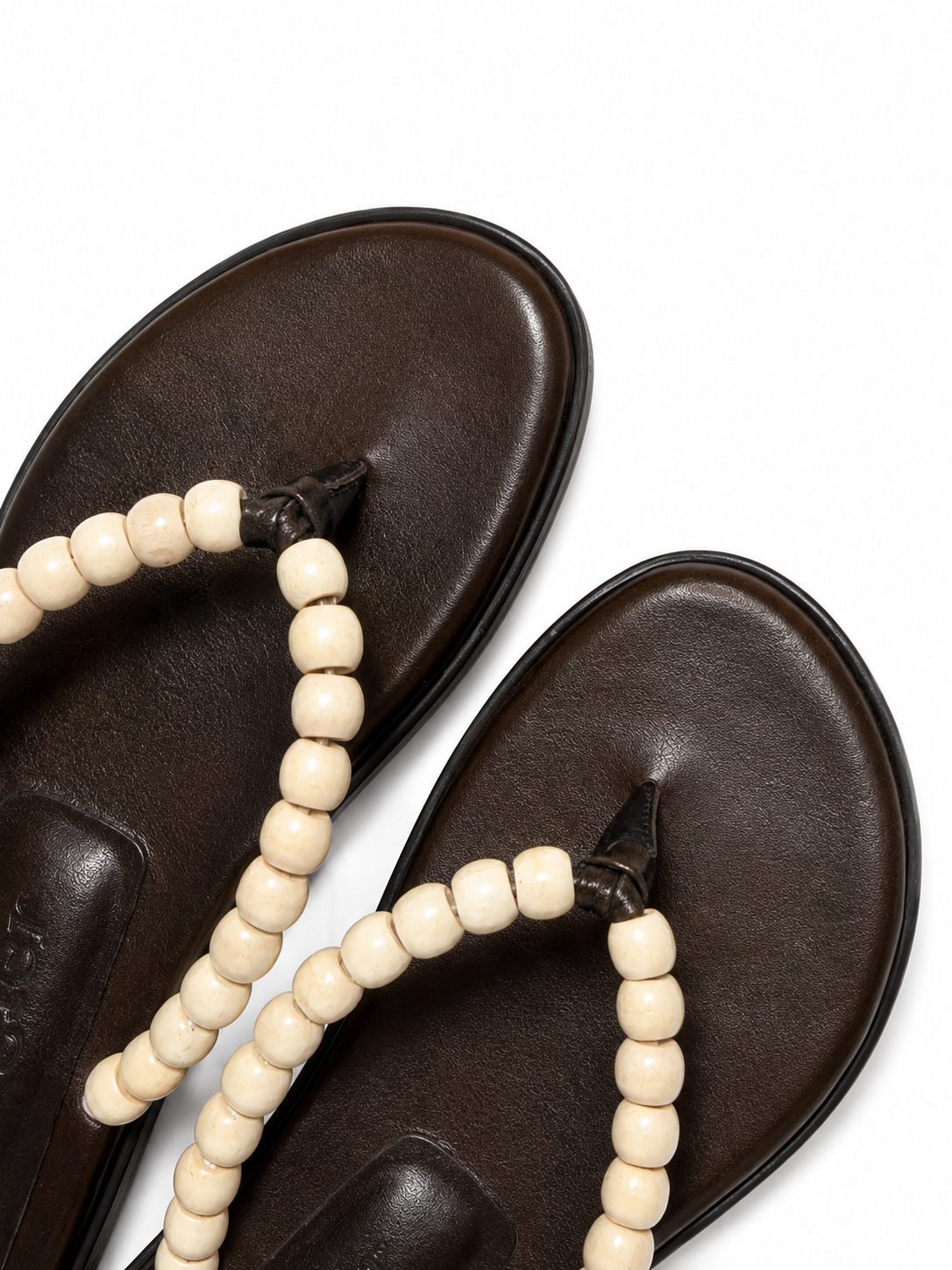 BEADS FLIP FLOP - BROWN / CREAM