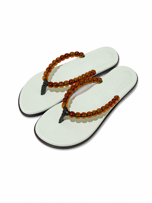 BEADS FLIP FLOP - MINT / AMBER