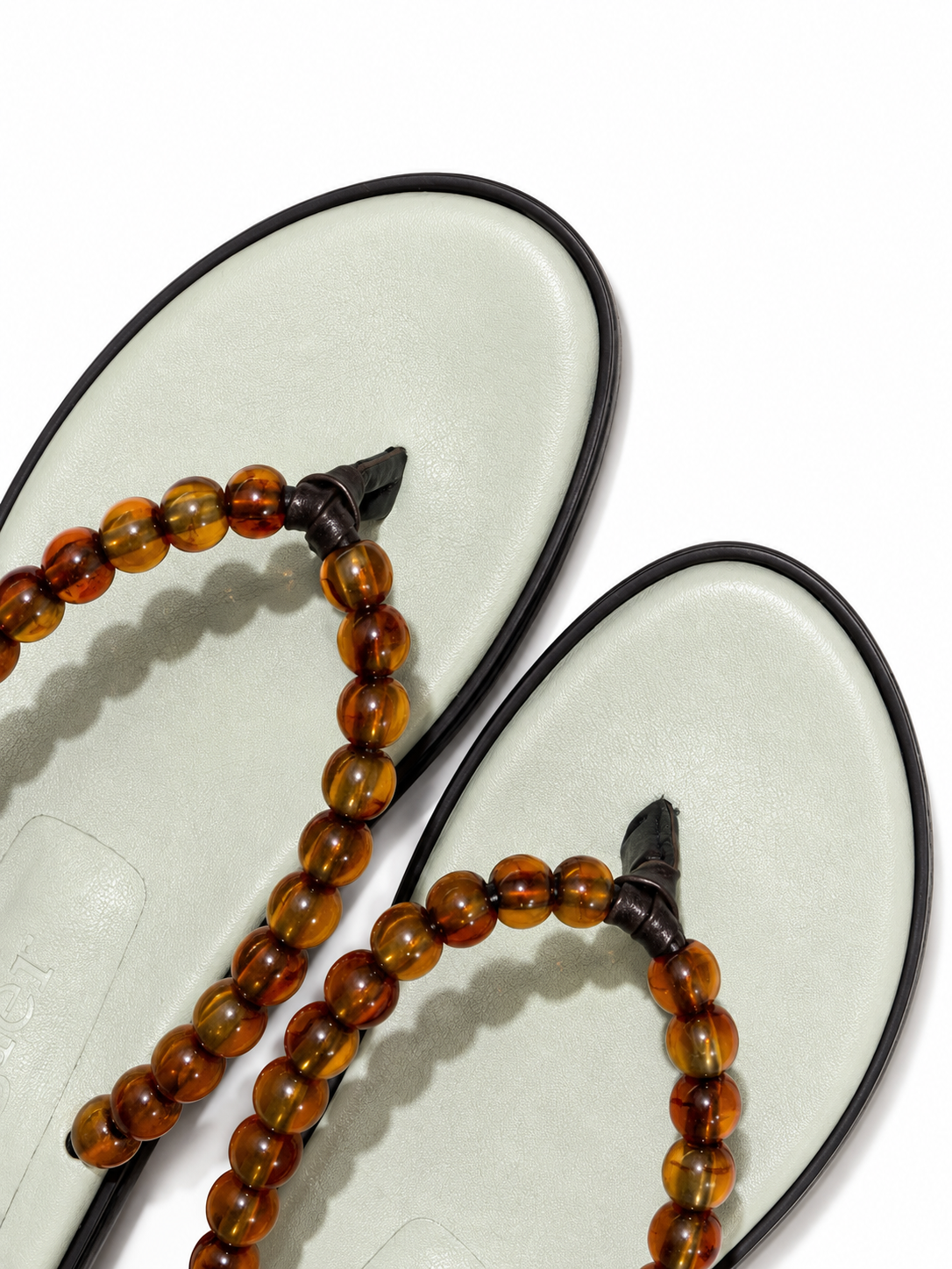 BEADS FLIP FLOP - MINT / AMBER