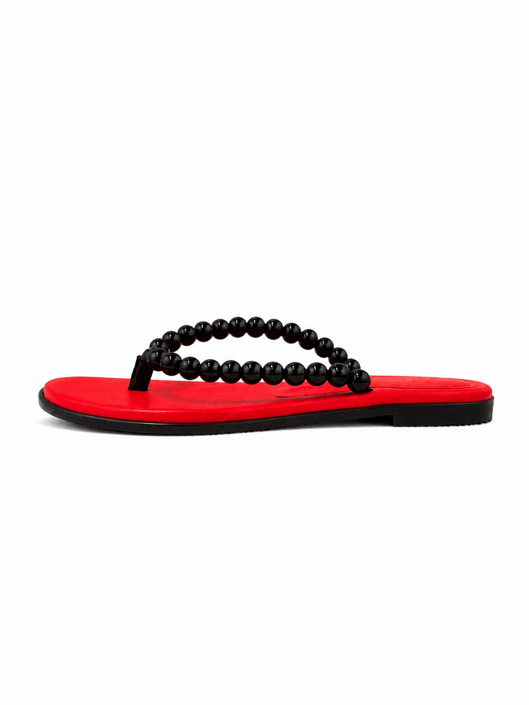 BEADS FLIP FLOP - RED / BLACK