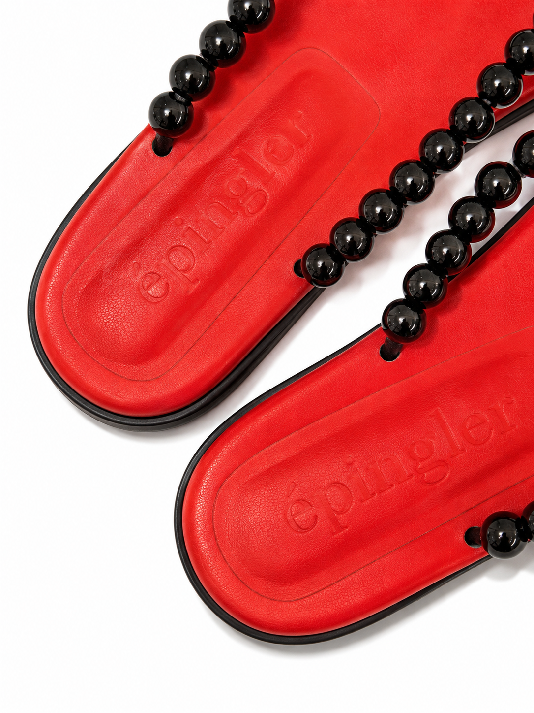 BEADS FLIP FLOP - RED / BLACK