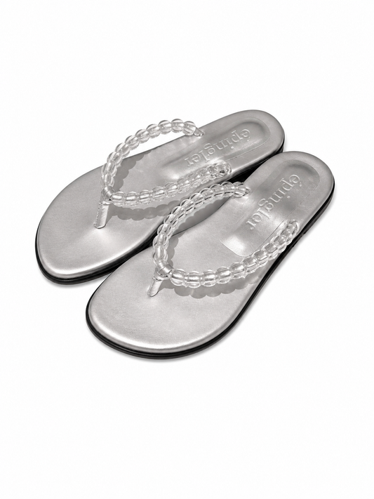 BEADS FLIP FLOP - SILVER / CLEAR