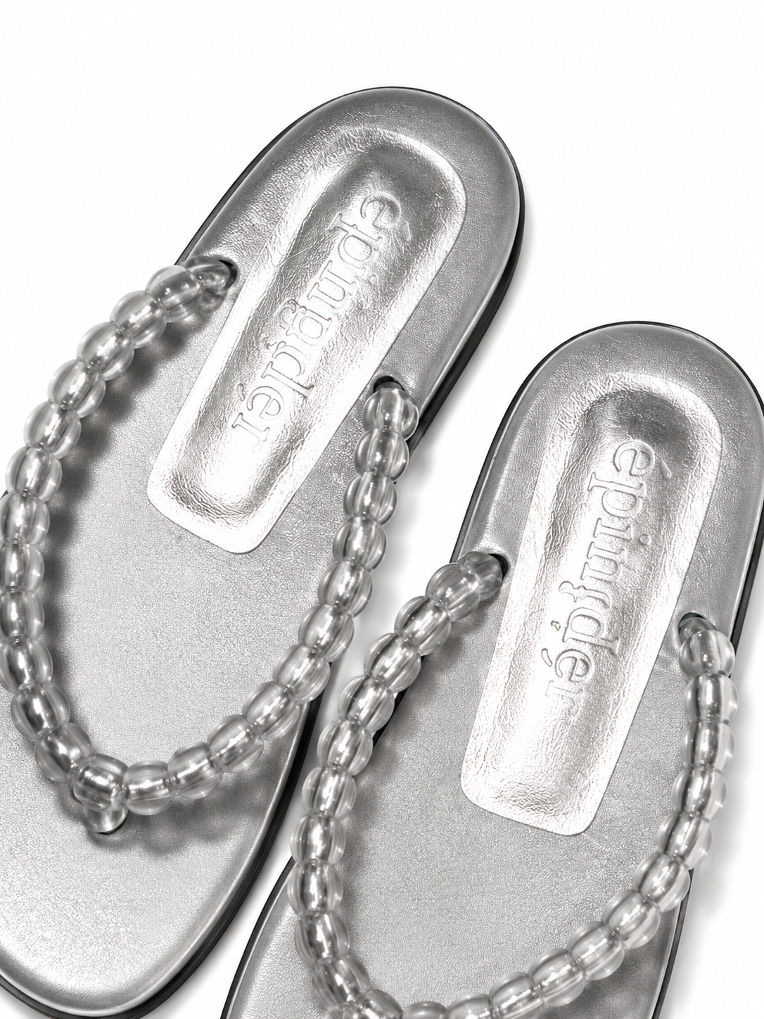BEADS FLIP FLOP - SILVER / CLEAR