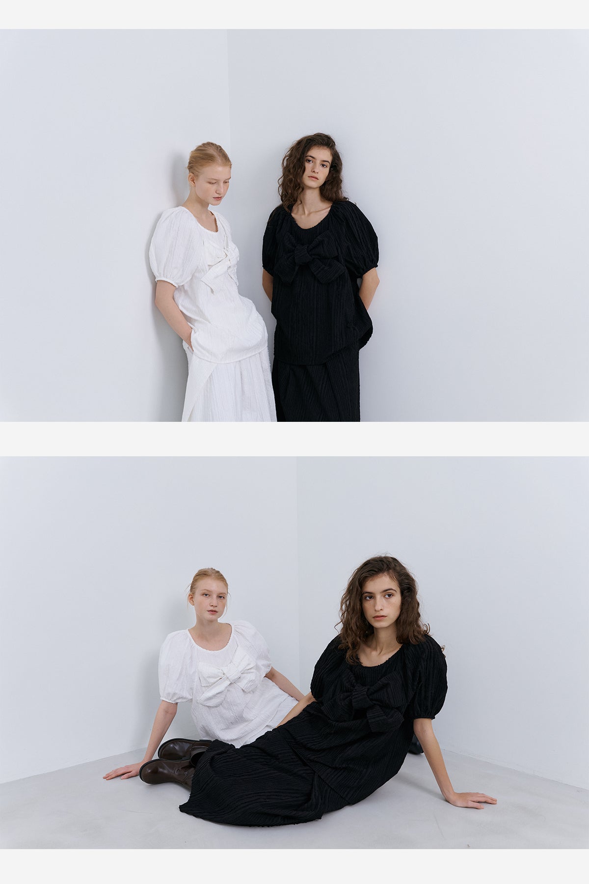 ORIGAMI RIBBON PATCHED BLOUSE - BLACK