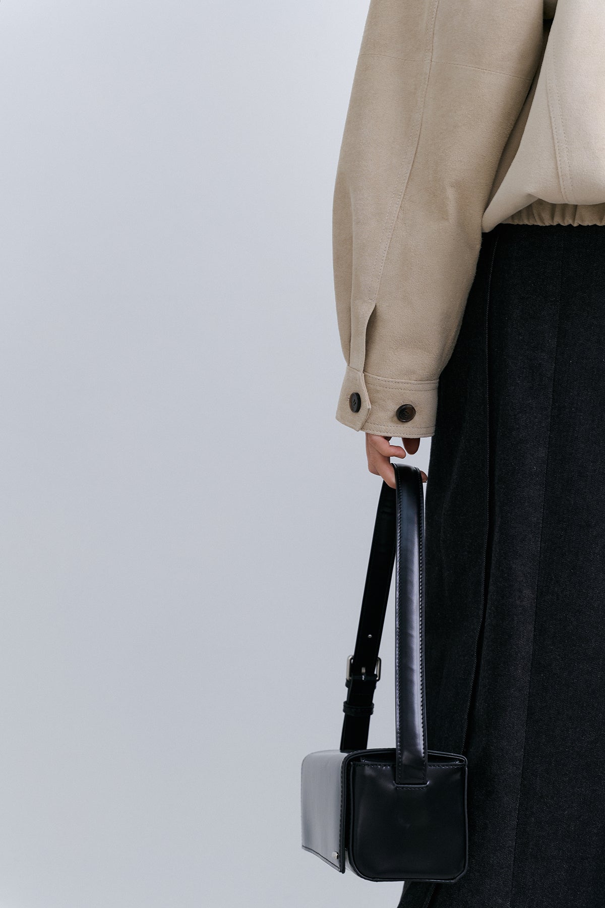 SUEDE BOMBER JACKET - ASH BEIGE LEATHER