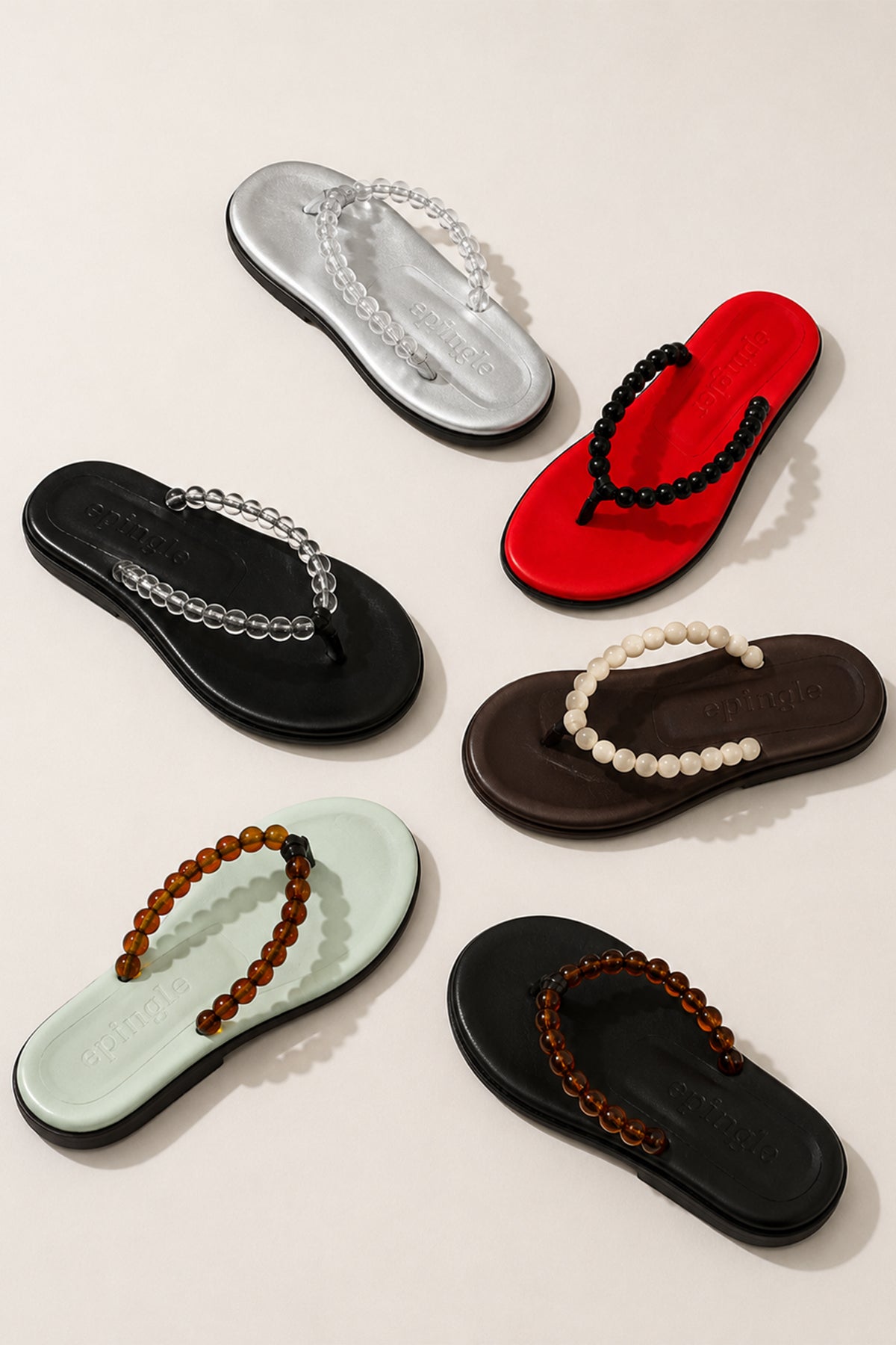 BEADS FLIP FLOP - MINT / AMBER