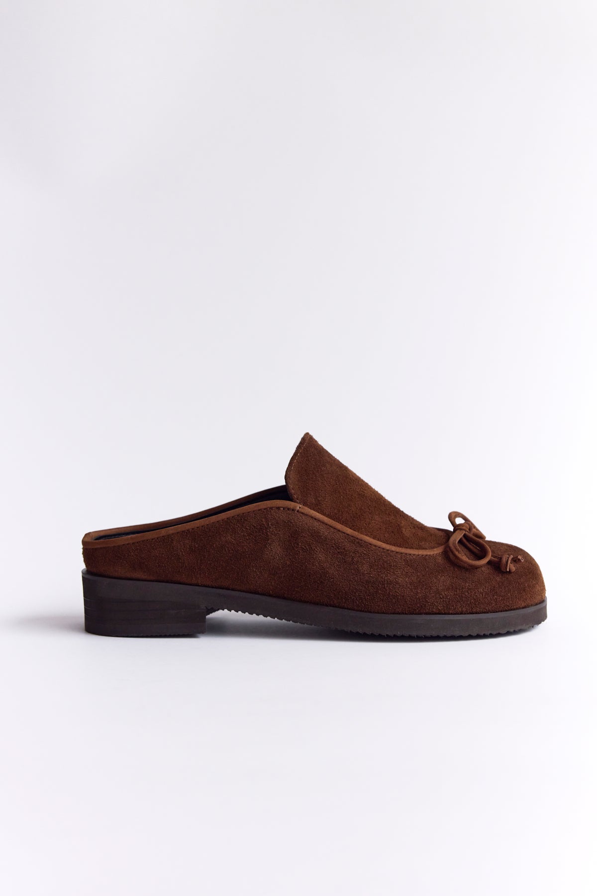 DUMPLING RIBBON MULE - SUEDE CAMEL