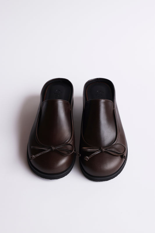 DUMPLING RIBBON MULE - BROWN