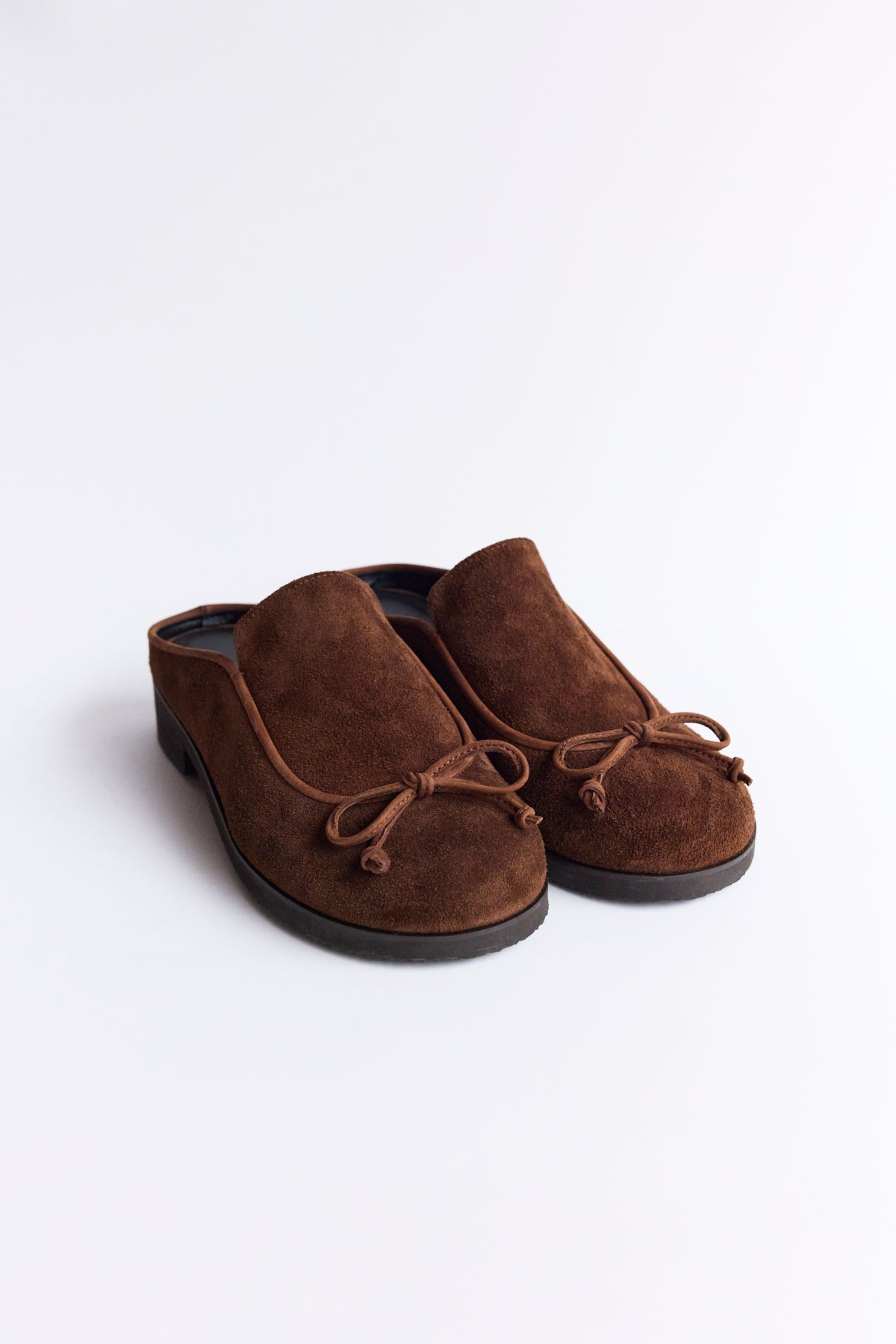 DUMPLING RIBBON MULE - SUEDE CAMEL