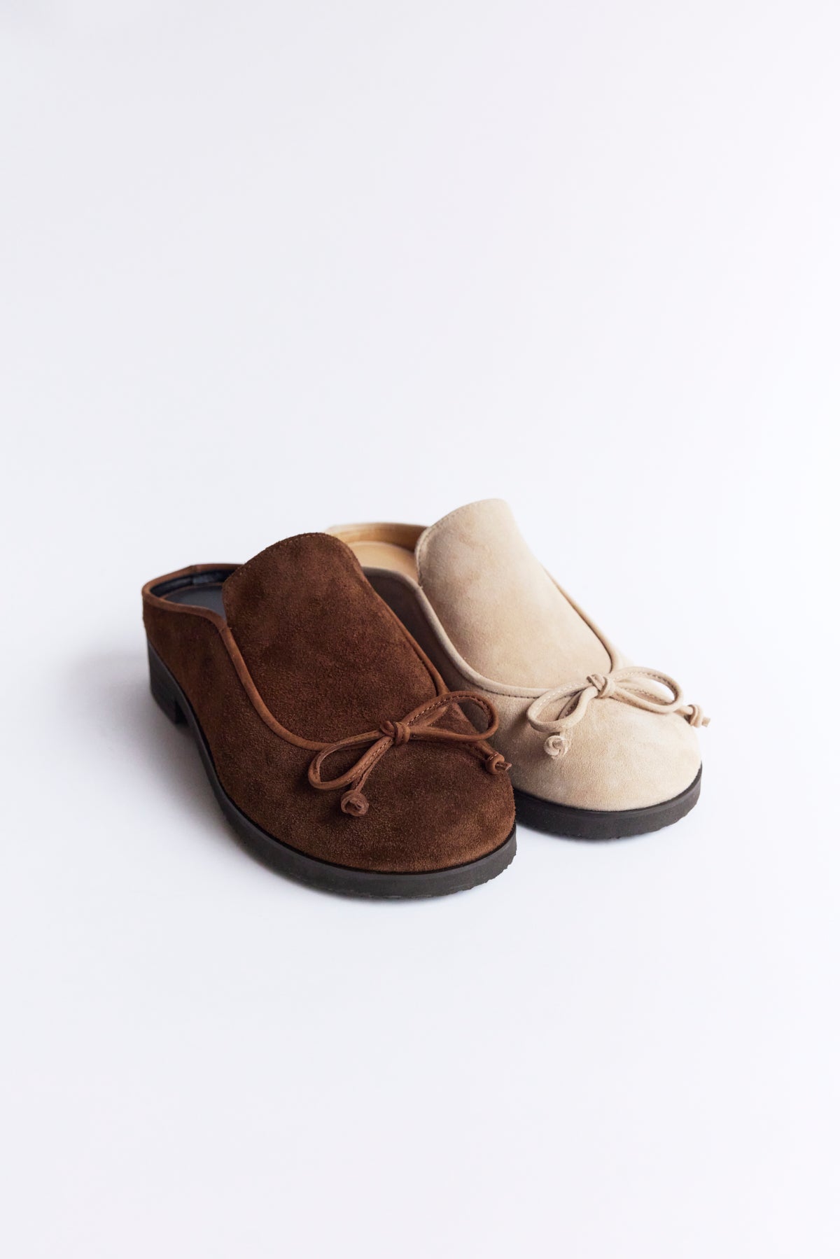 DUMPLING RIBBON MULE - SUEDE CAMEL