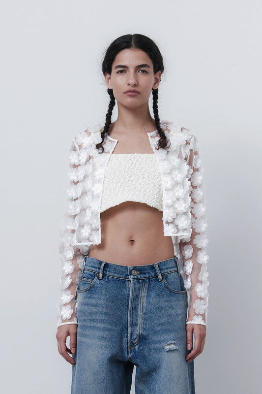 FLOWER CARDIGAN - WHITE