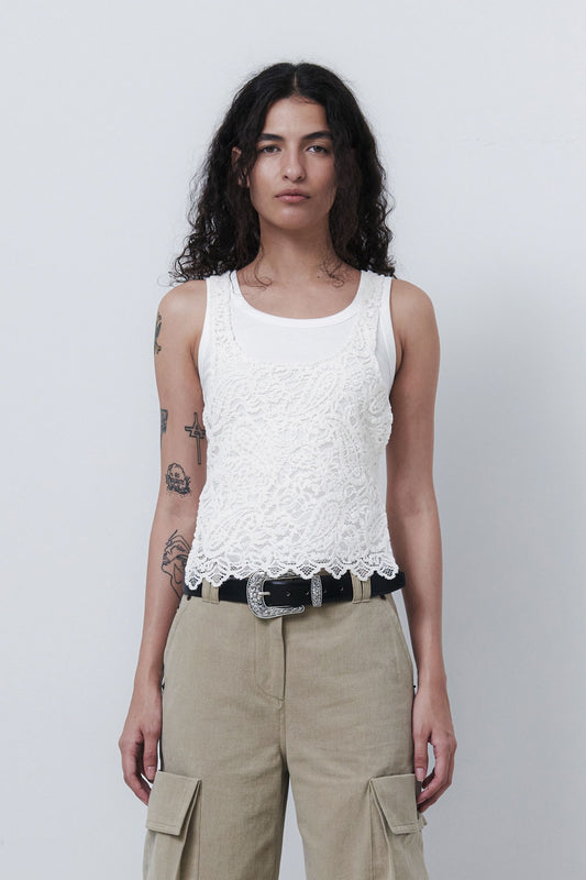 JACQUARD LAYERING T - IVORY
