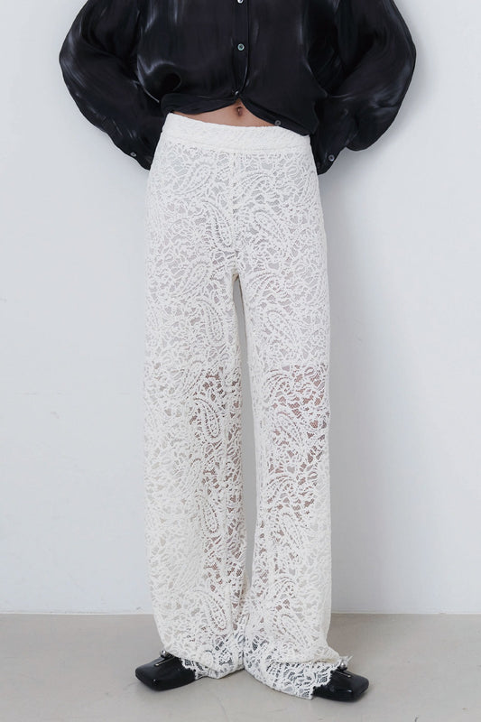 JACQUARD LONG PANTS - IVORY
