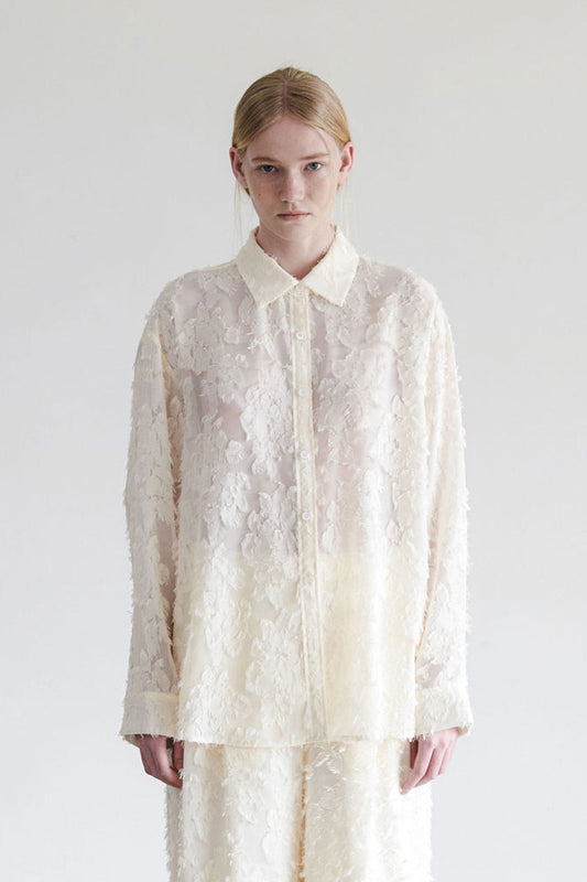 SHEER JACQUARD SHIRT - CREAM