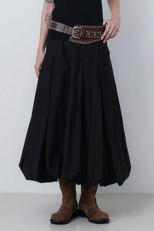 PUFF LONG SKIRT - BLACK